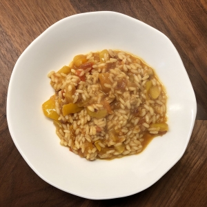 Rice with peperoni &amp; greek walnuts